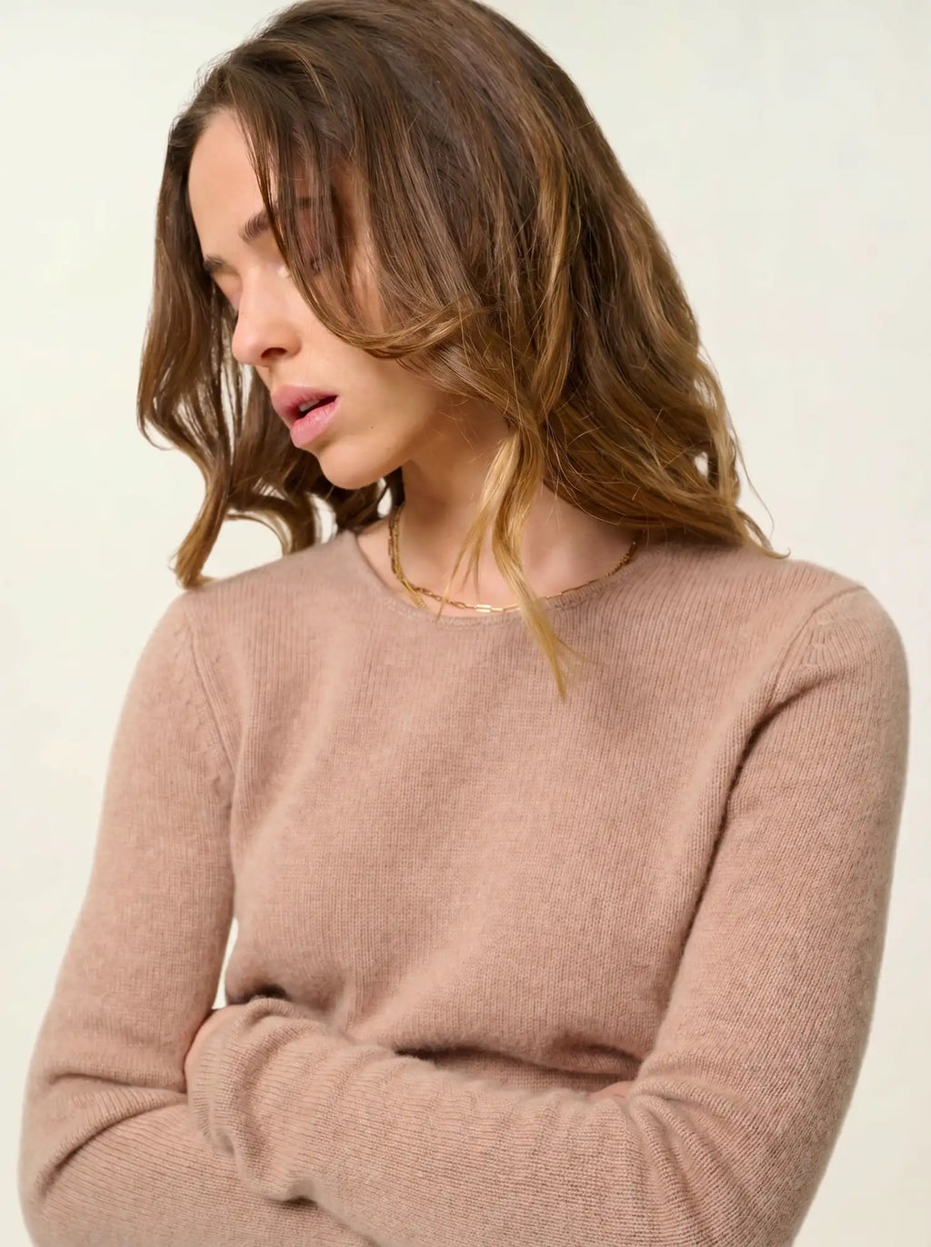 IVY pull col rond 4 fils camel chiné