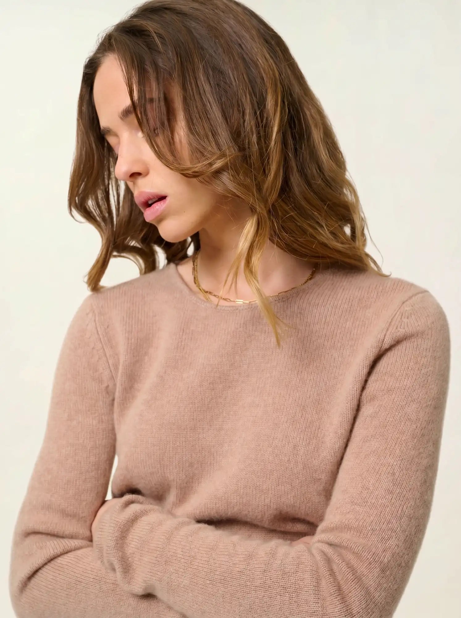 IVY pull col rond 4 fils camel chiné