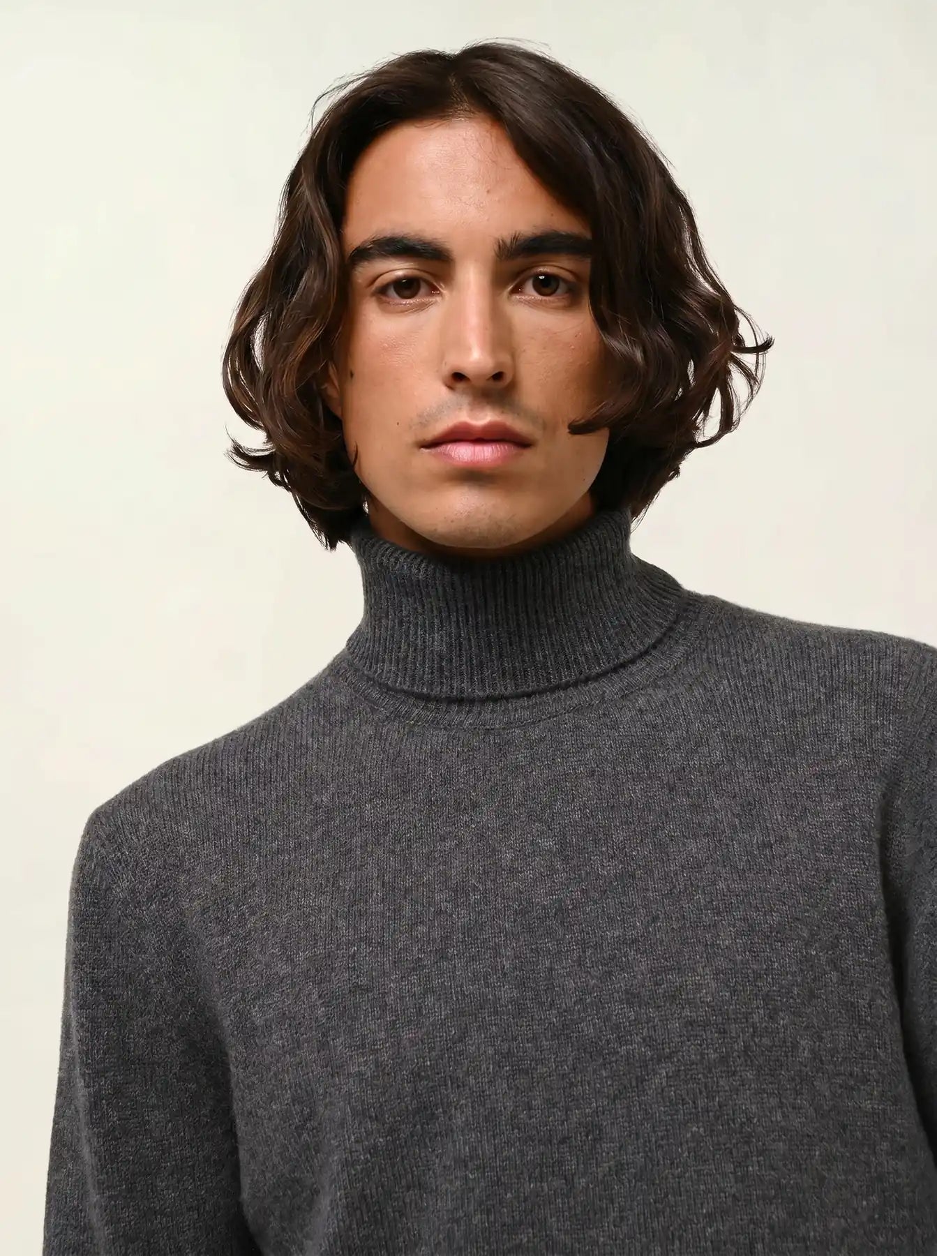 MARTIN pull col roulé 4 fils anthracite chiné