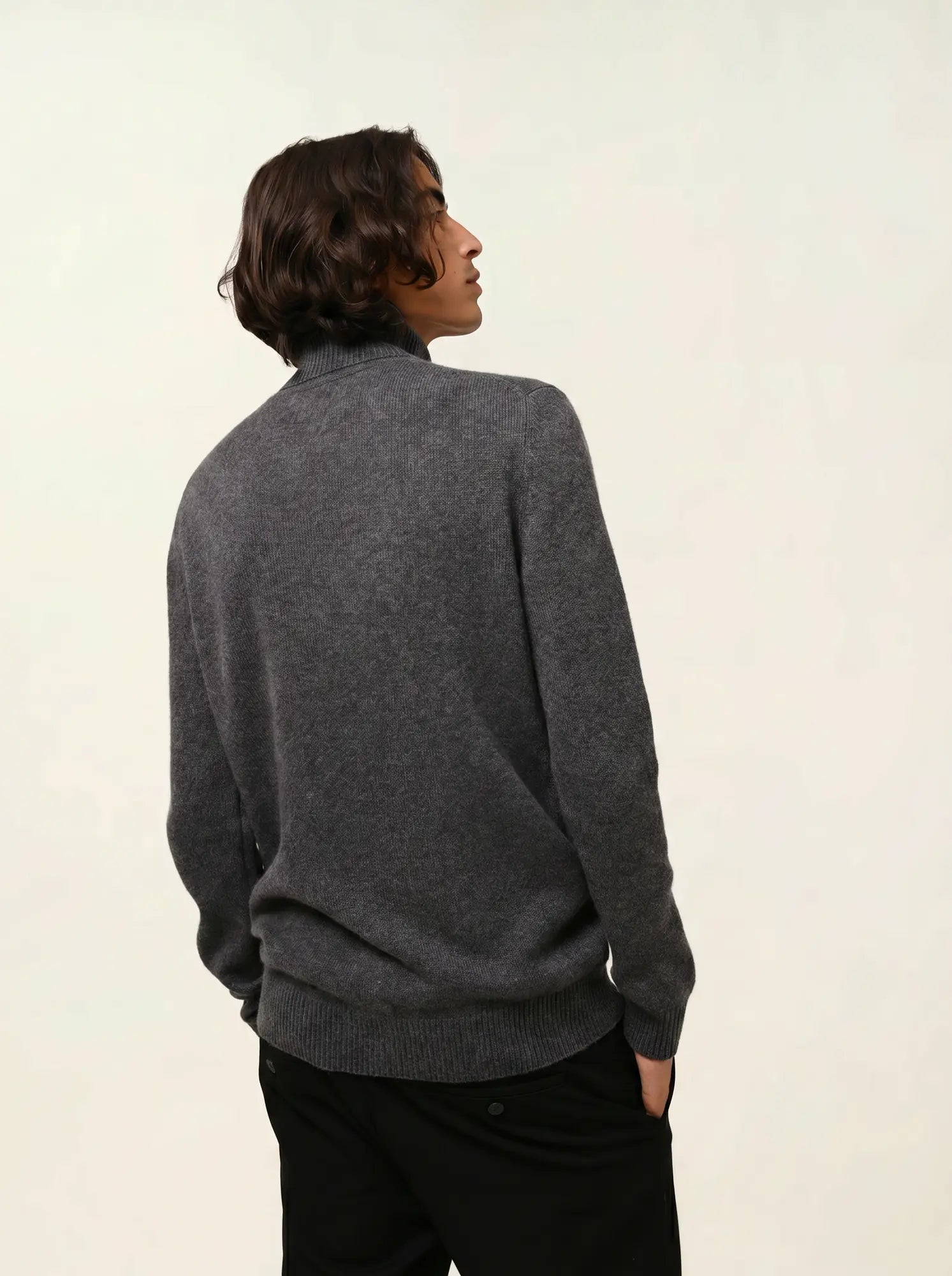 MARTIN pull col roulé 4 fils anthracite chiné