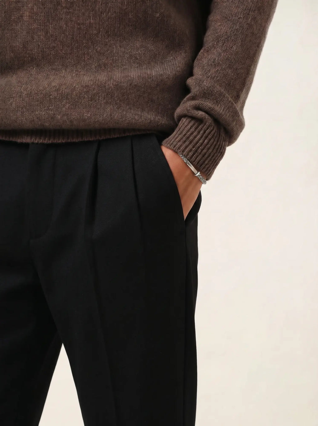 MARTIN pull col roulé 4 fils taupe chiné