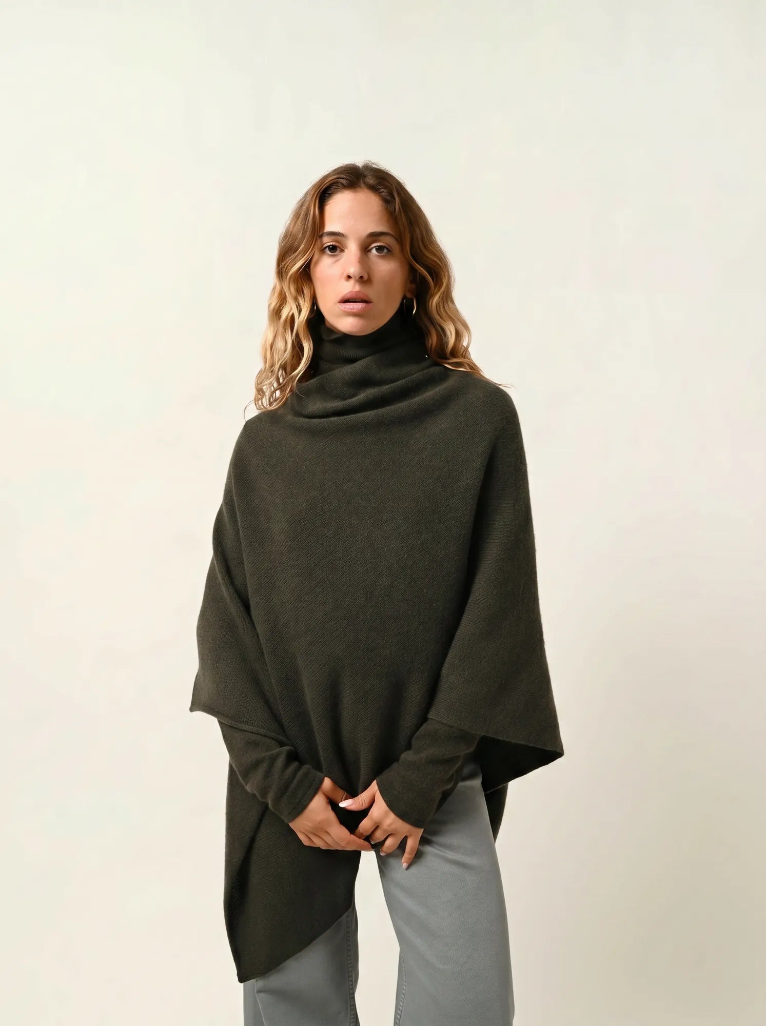 MERYL poncho 4 fils kaki
