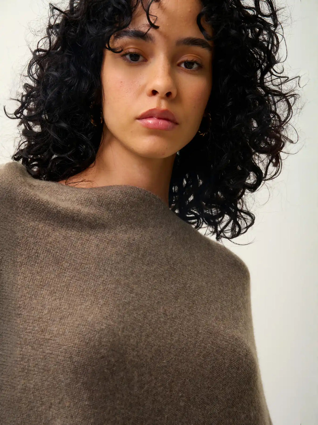 MERYL poncho 4 fils taupe chiné