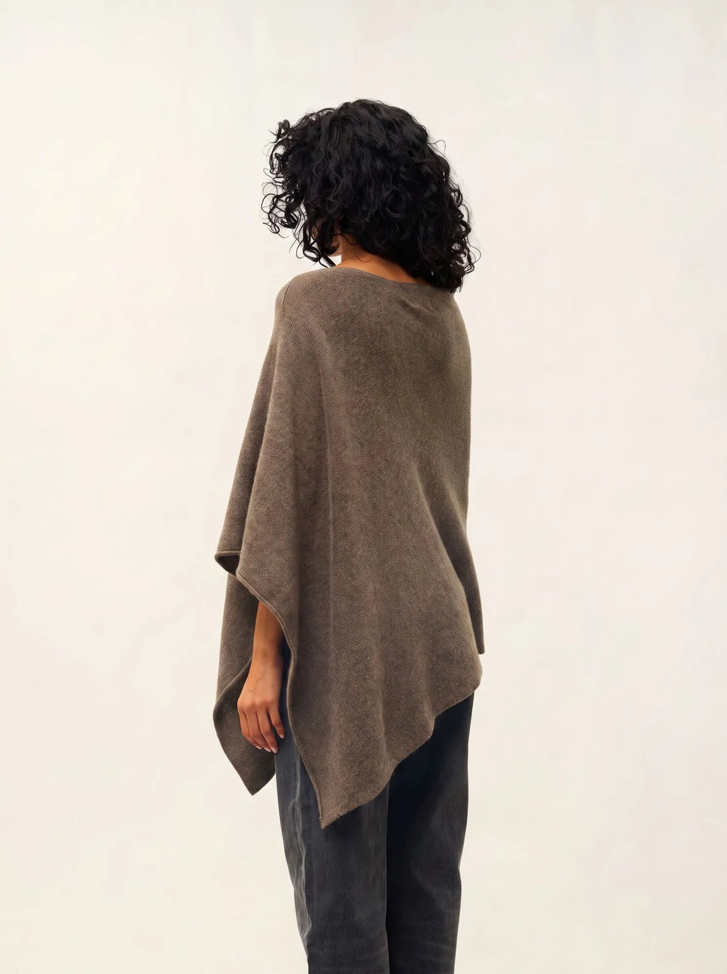 MERYL poncho 4 fils taupe chiné