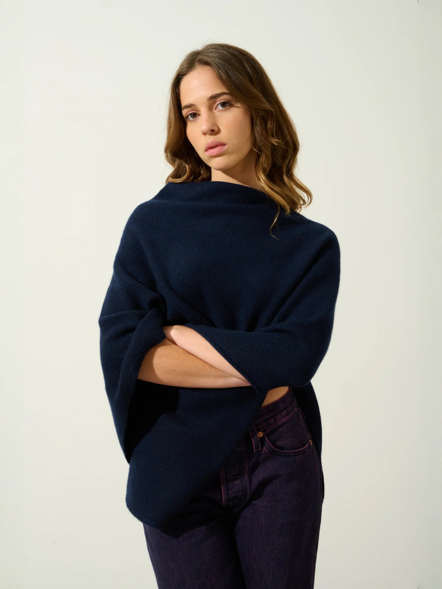 MERYL poncho 4 fils bleu marine