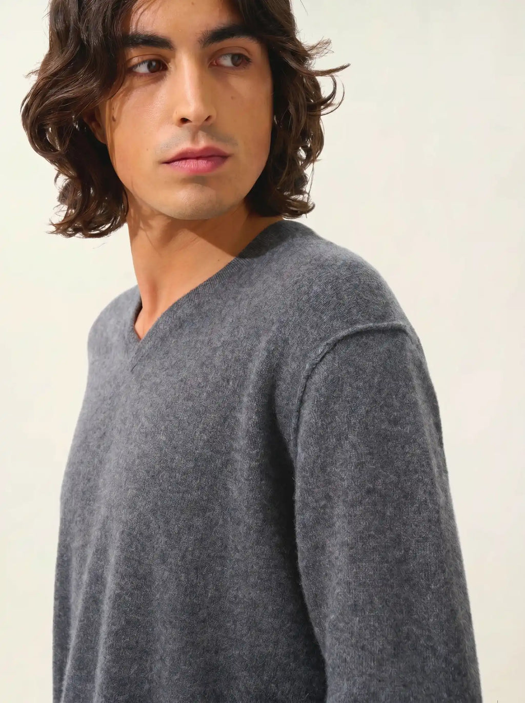 TIMEO pull col V anthracite chiné