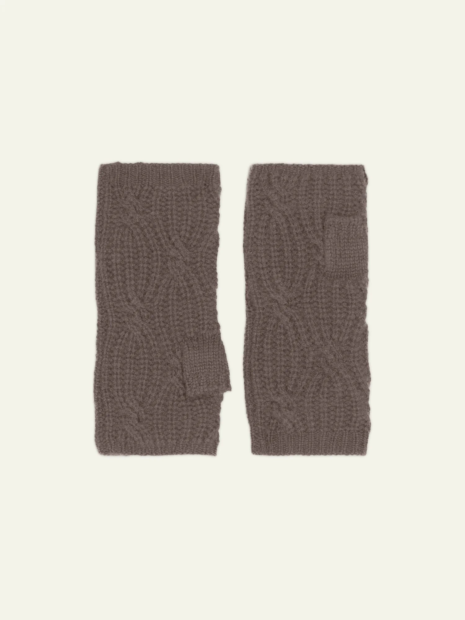 IRIS fingerless gloves 6 ply heather taupe