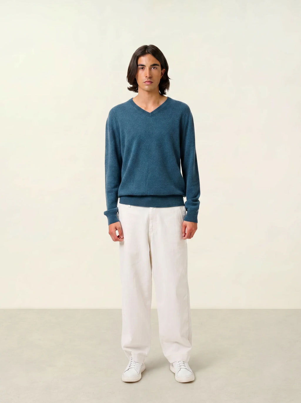 AGEL pull col V vert canard chiné