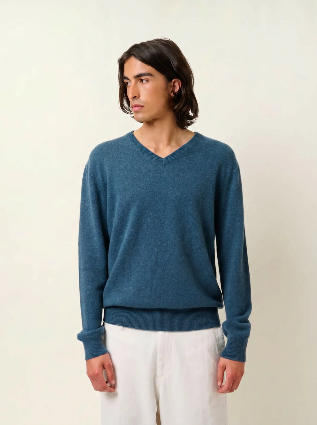 AGEL pull col V vert canard chiné