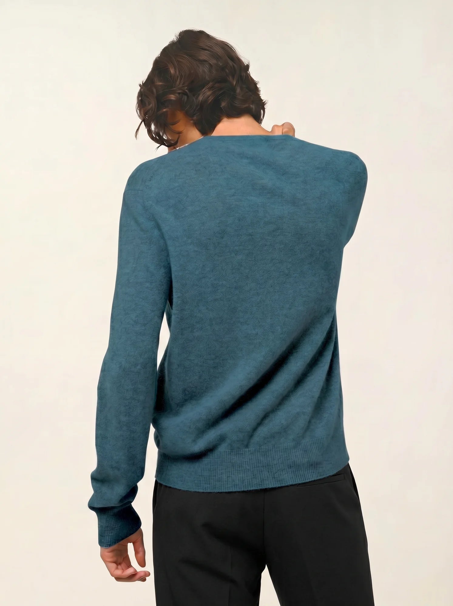 AIGLIÈRE pull col rond vert canard chiné