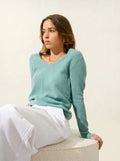 GALISE pull col V vert chiné
