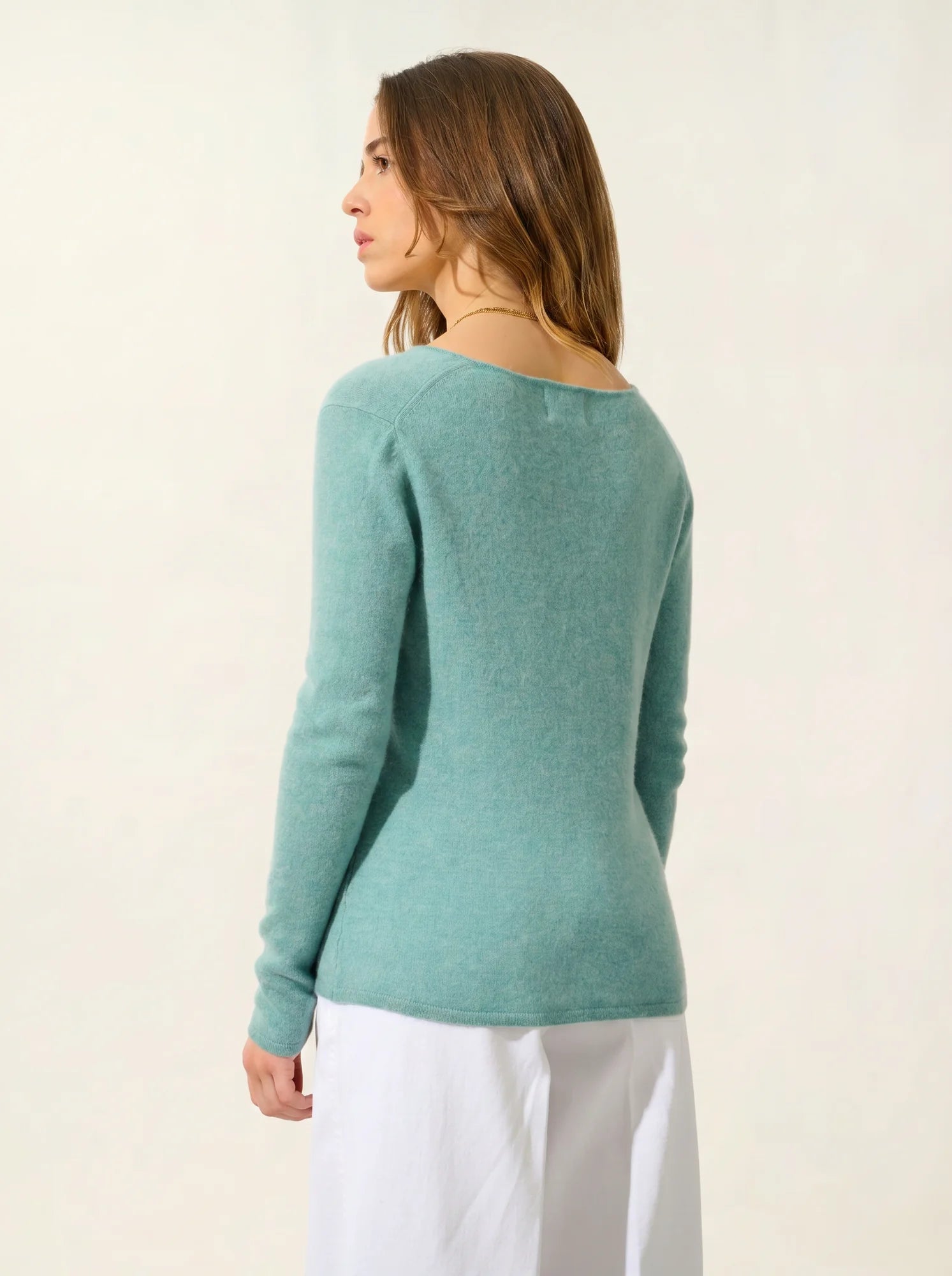 GALISE pull col V vert chiné
