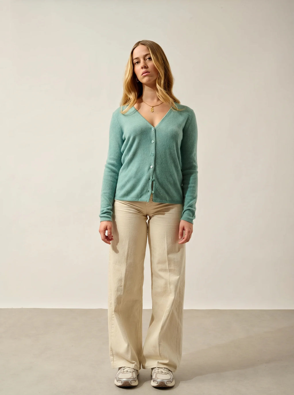 CHALAIS cardigan col V vert chiné