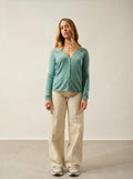 CHALAIS cardigan col V vert chiné