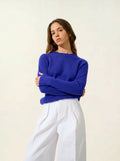 ECRIN pull col rond indigo