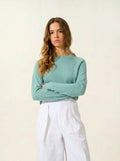 ECRIN pull col rond vert chiné