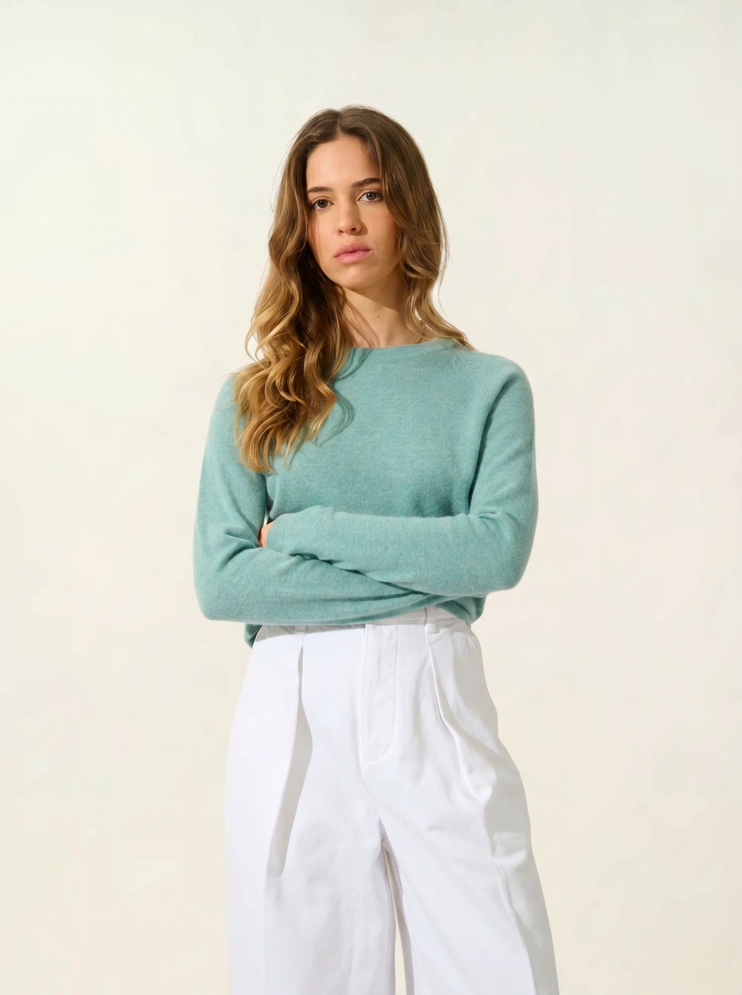 ECRIN pull col rond vert chiné