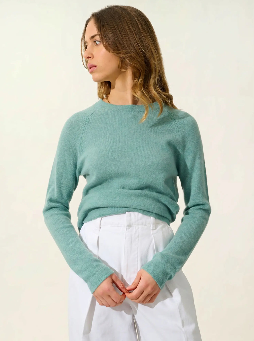 ECRIN pull col rond vert chiné