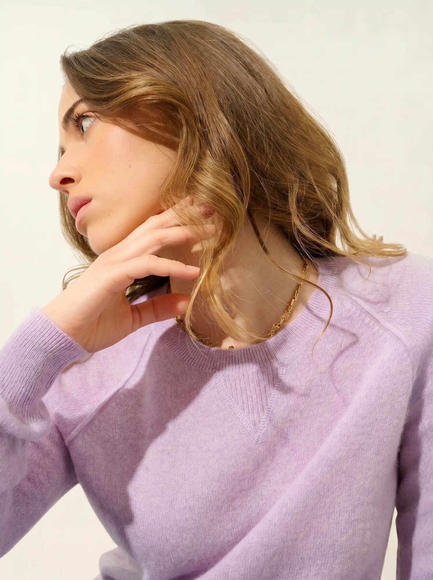 ETRET pull col rond mauve chiné