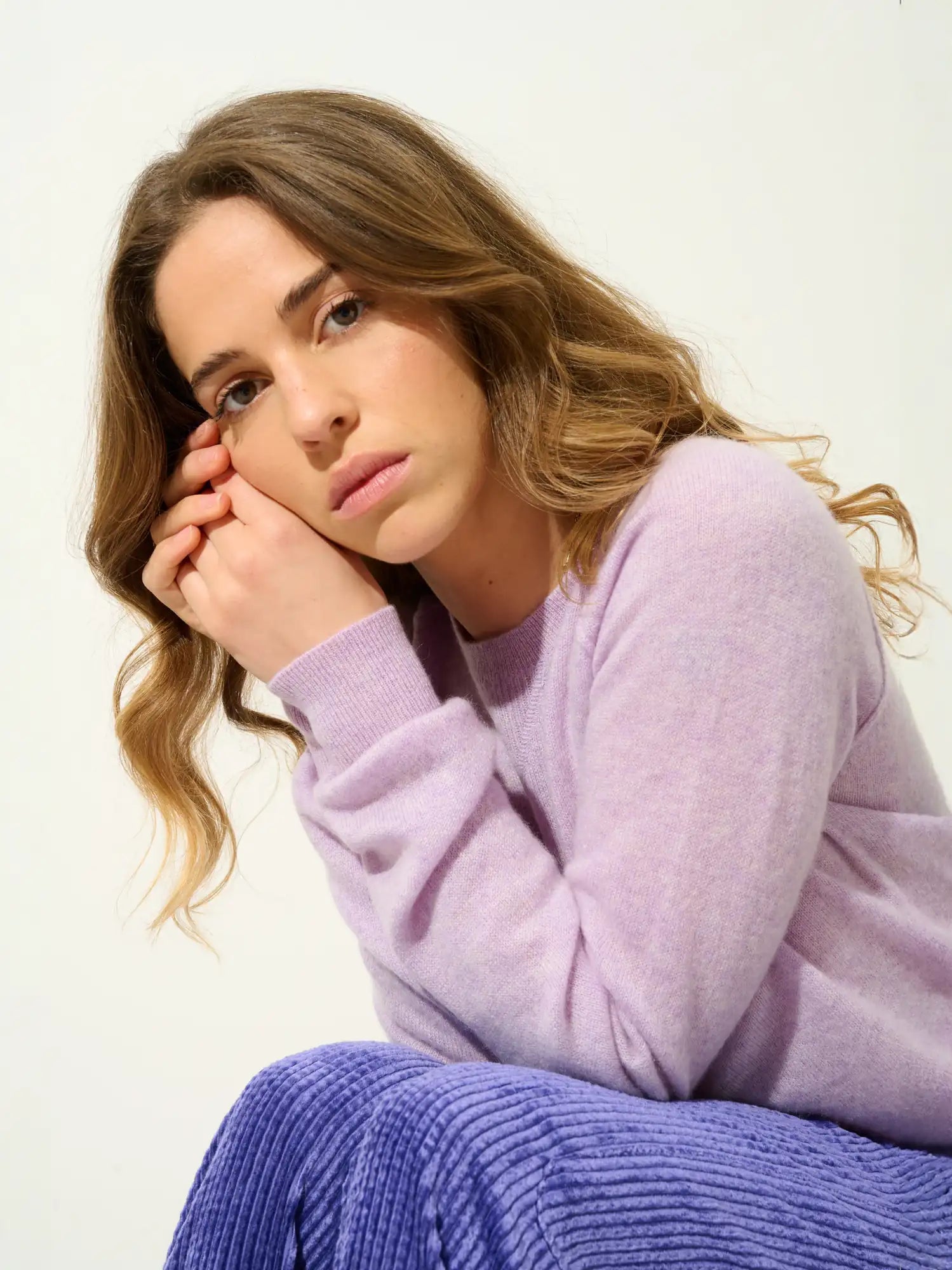 ETRET pull col rond mauve chiné