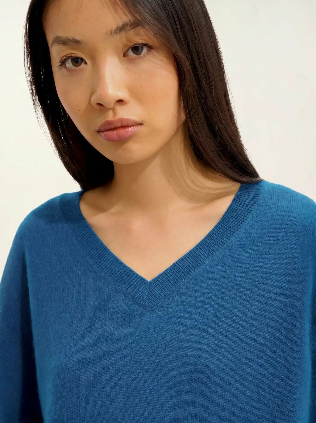 GARDORIA Pullover V-Ausschnitt Pfauenblau