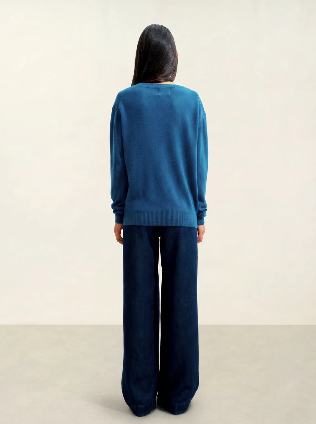 GARDORIA Pullover V-Ausschnitt Pfauenblau