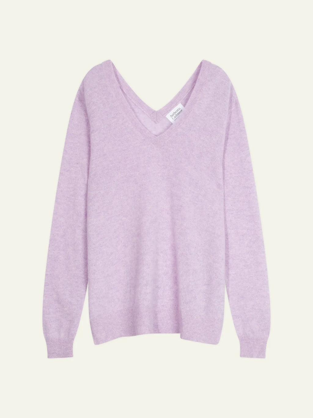 GIEGN Pullover V-Ausschnitt vorne und hinten Malvenfarben meliert