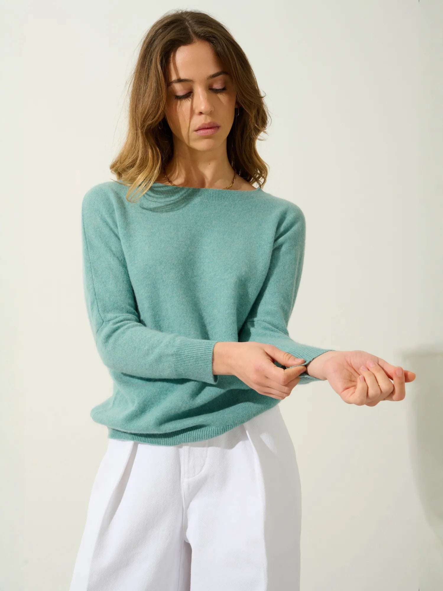 GOLÉON pull chauve souris vert chiné