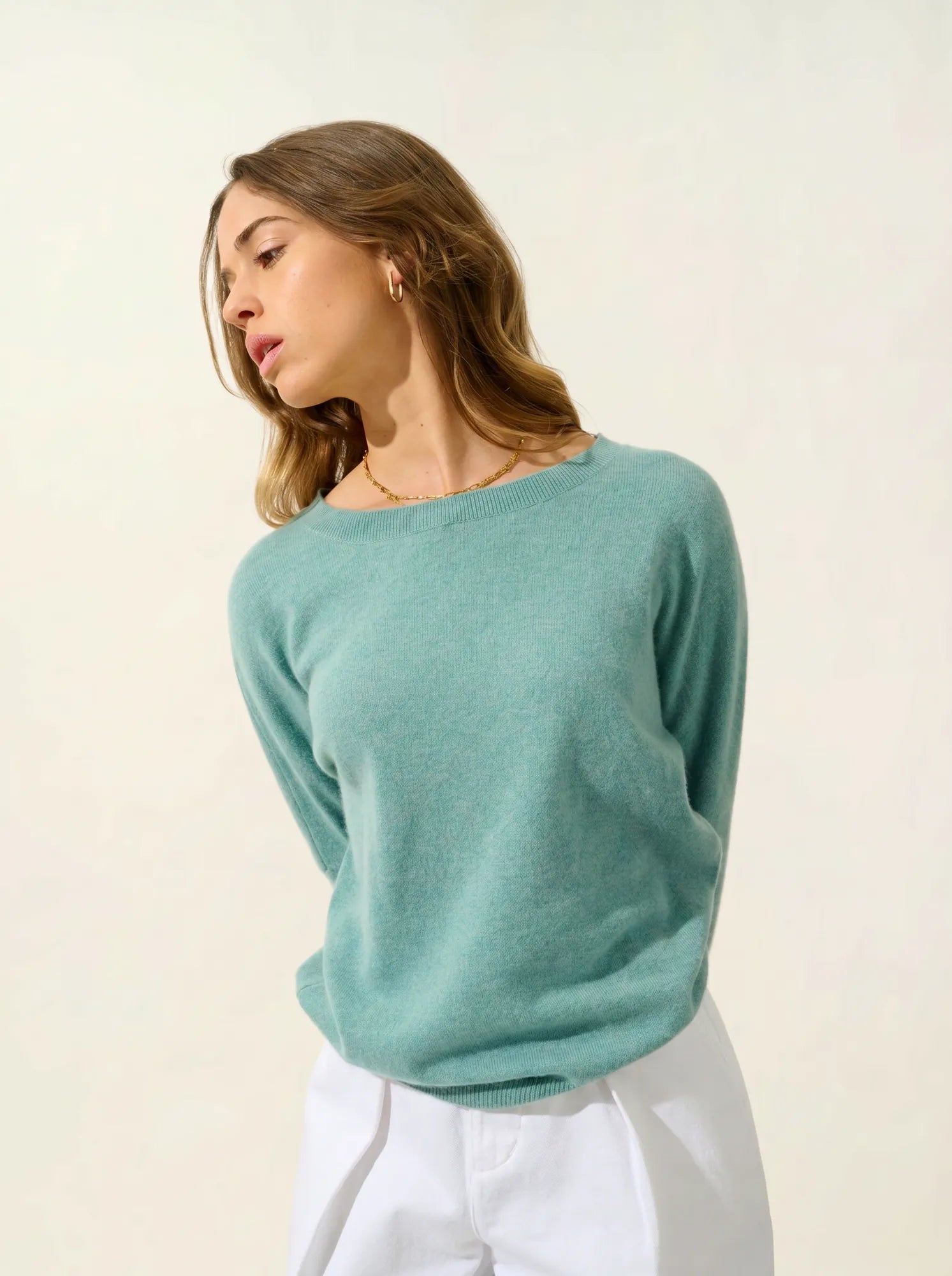 GOLÉON pull chauve souris vert chiné