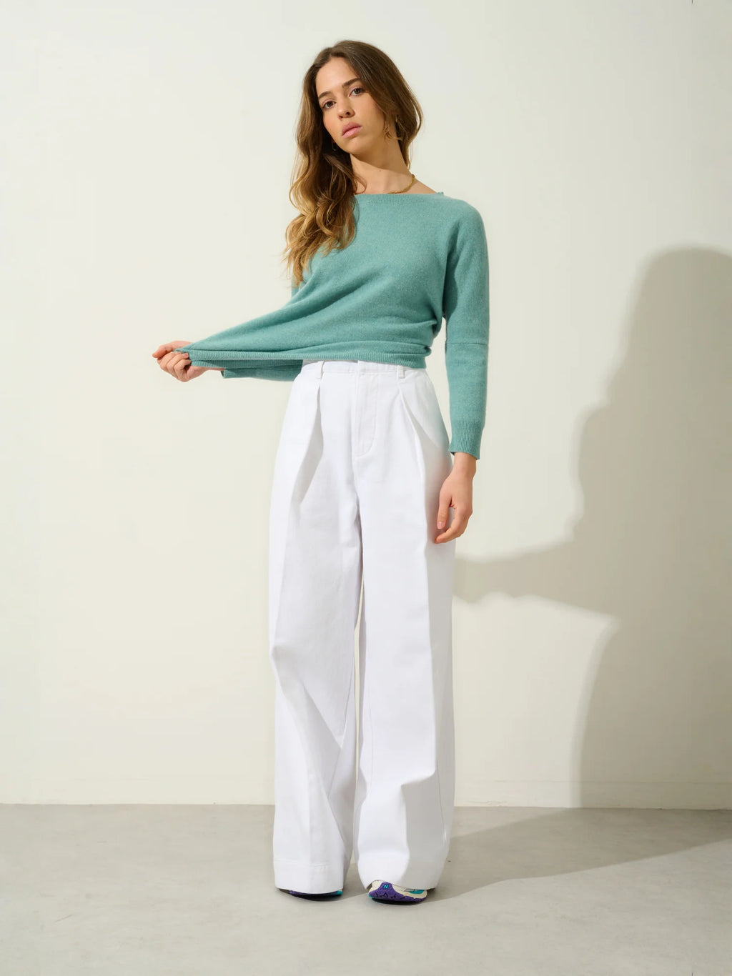 GOLÉON pull chauve souris vert chiné