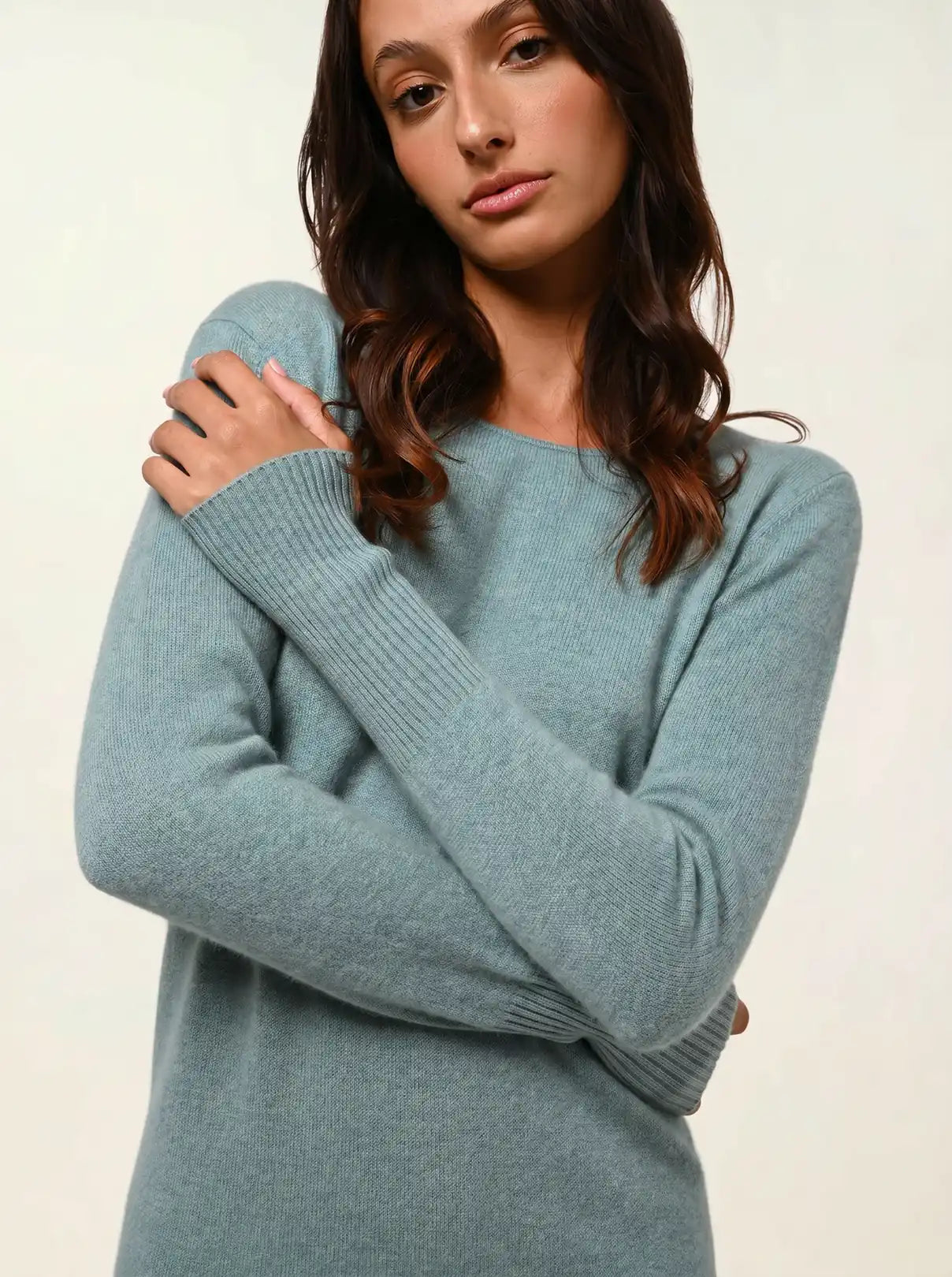 ARMET robe col rond vert chiné