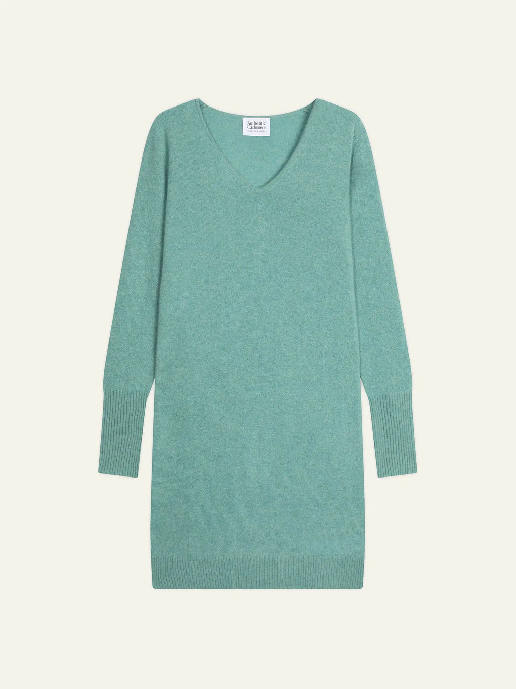 CAPELET robe col V vert chiné