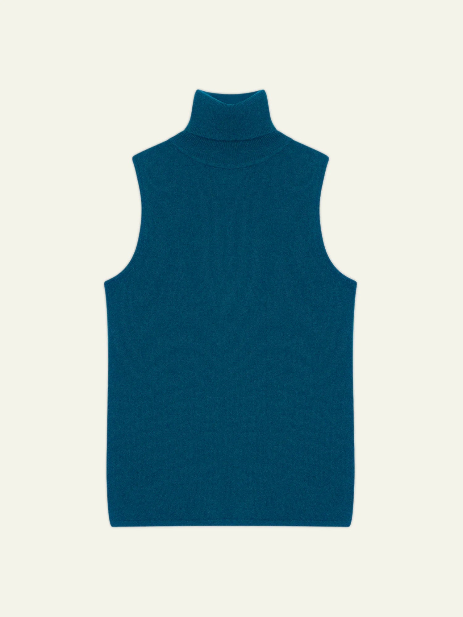 CAPUCIN Pullover Rollkragen ärmellos Pfauenblau