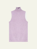 CAPUCIN Pull Col Roulé sans Manches Mauve Chiné
