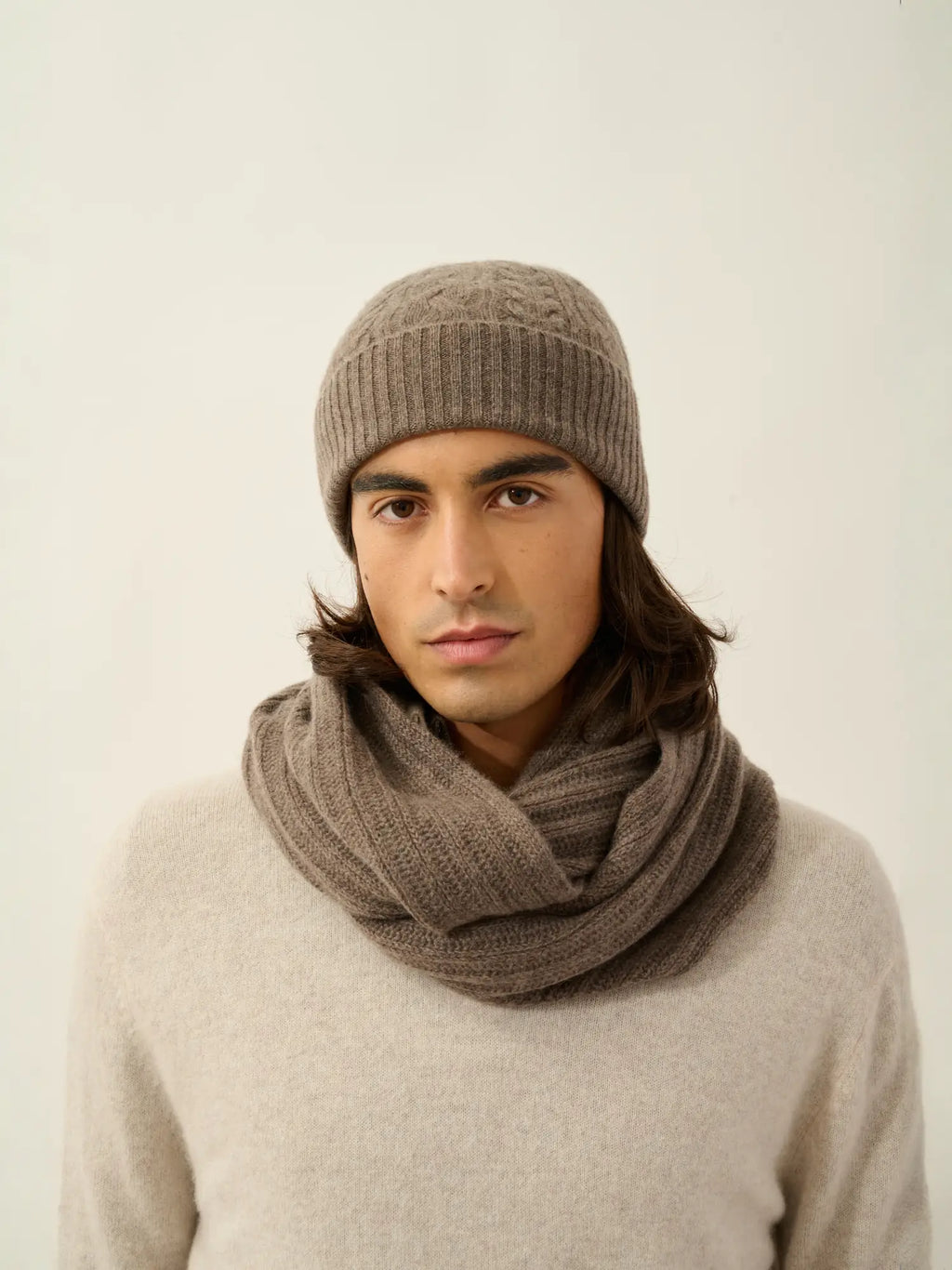 SCOTT bonnet 4 fils taupe chiné