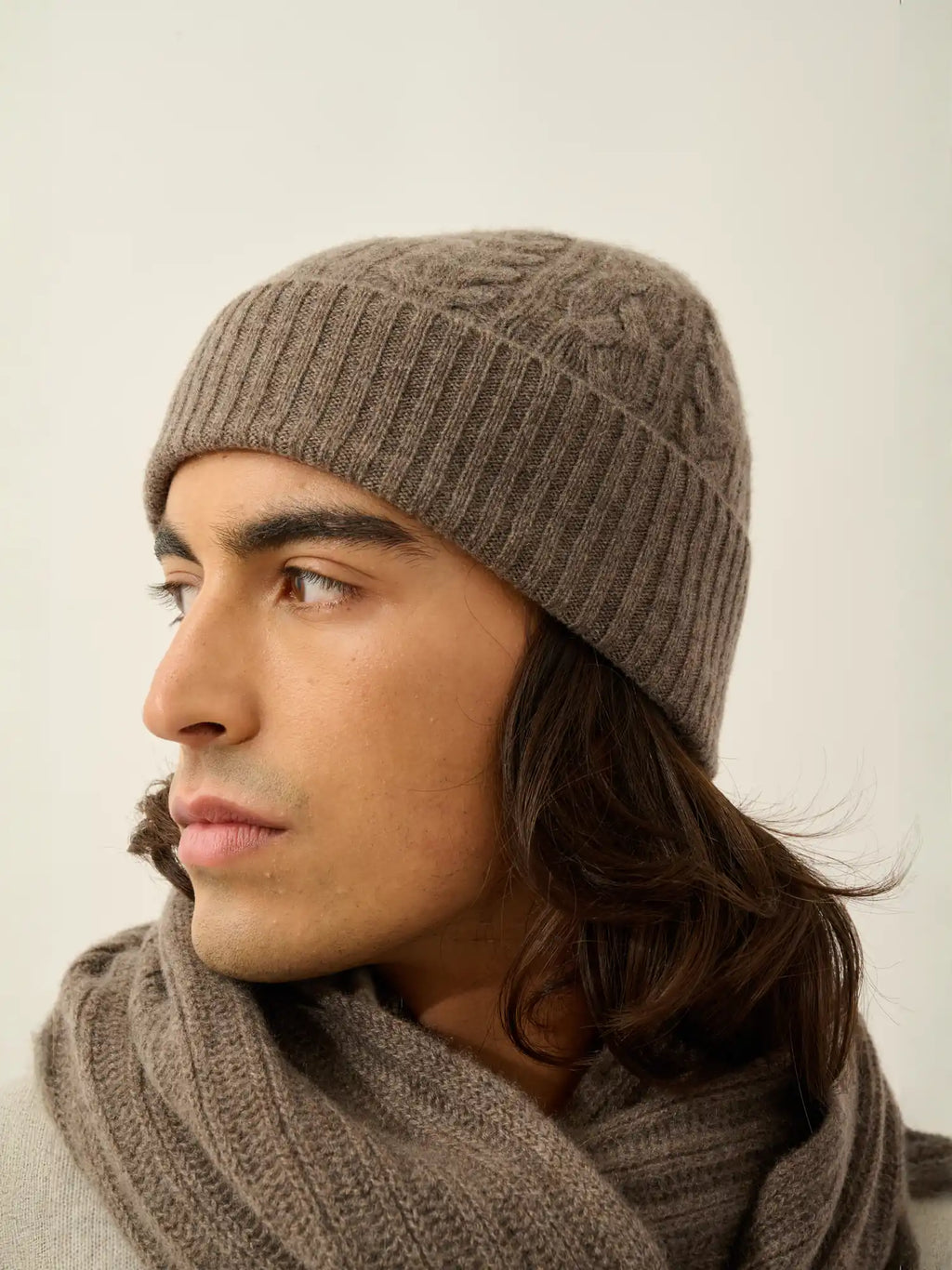 SCOTT bonnet 4 fils taupe chiné