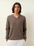 VICTOR pull col V 4 fils taupe chiné