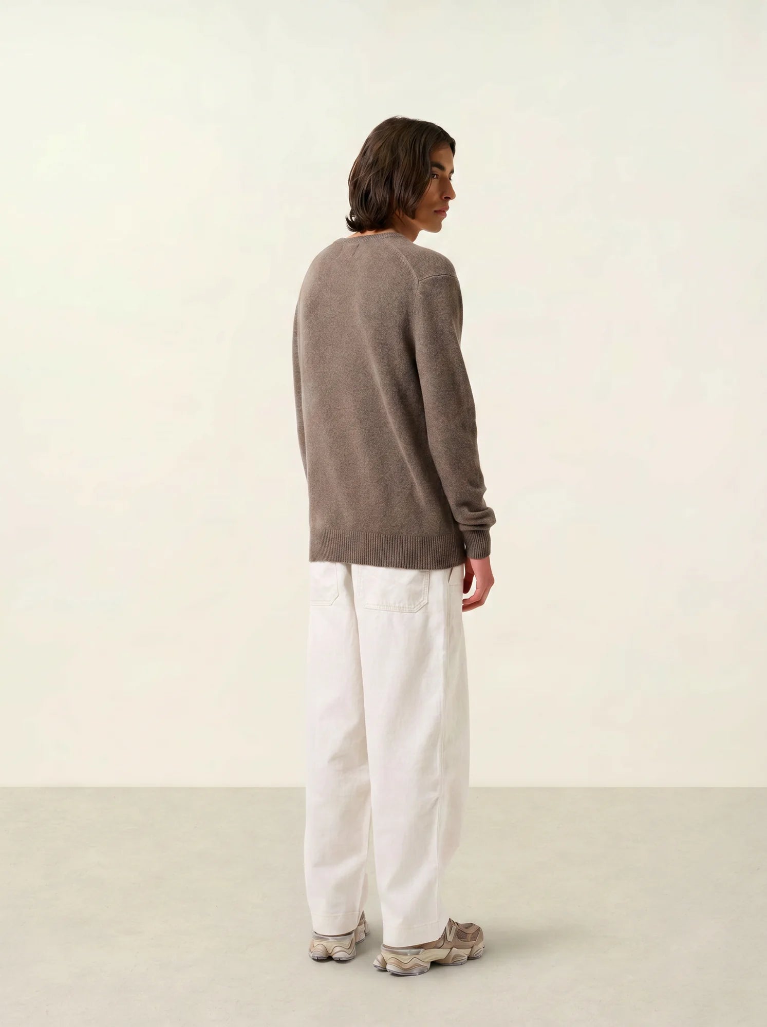 VICTOR pull col V 4 fils taupe chiné