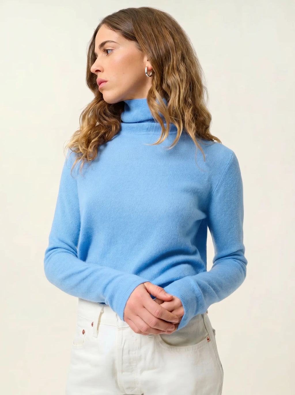BISE pull col roulé bleu bébé
