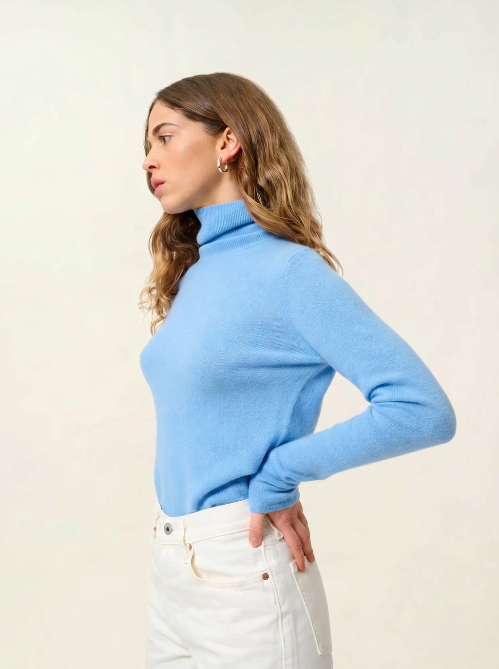 BISE pull col roulé bleu bébé