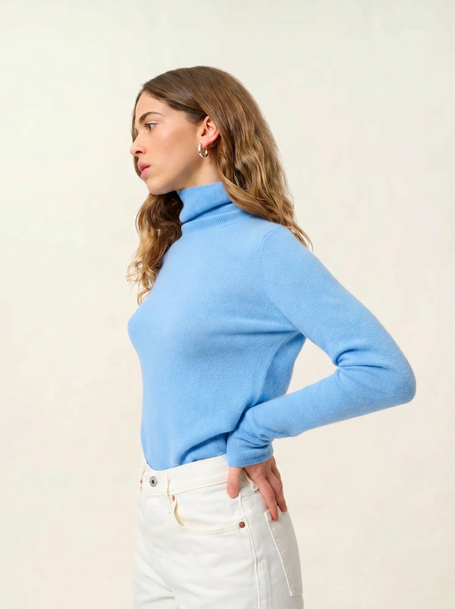 BISE pull col roulé bleu bébé