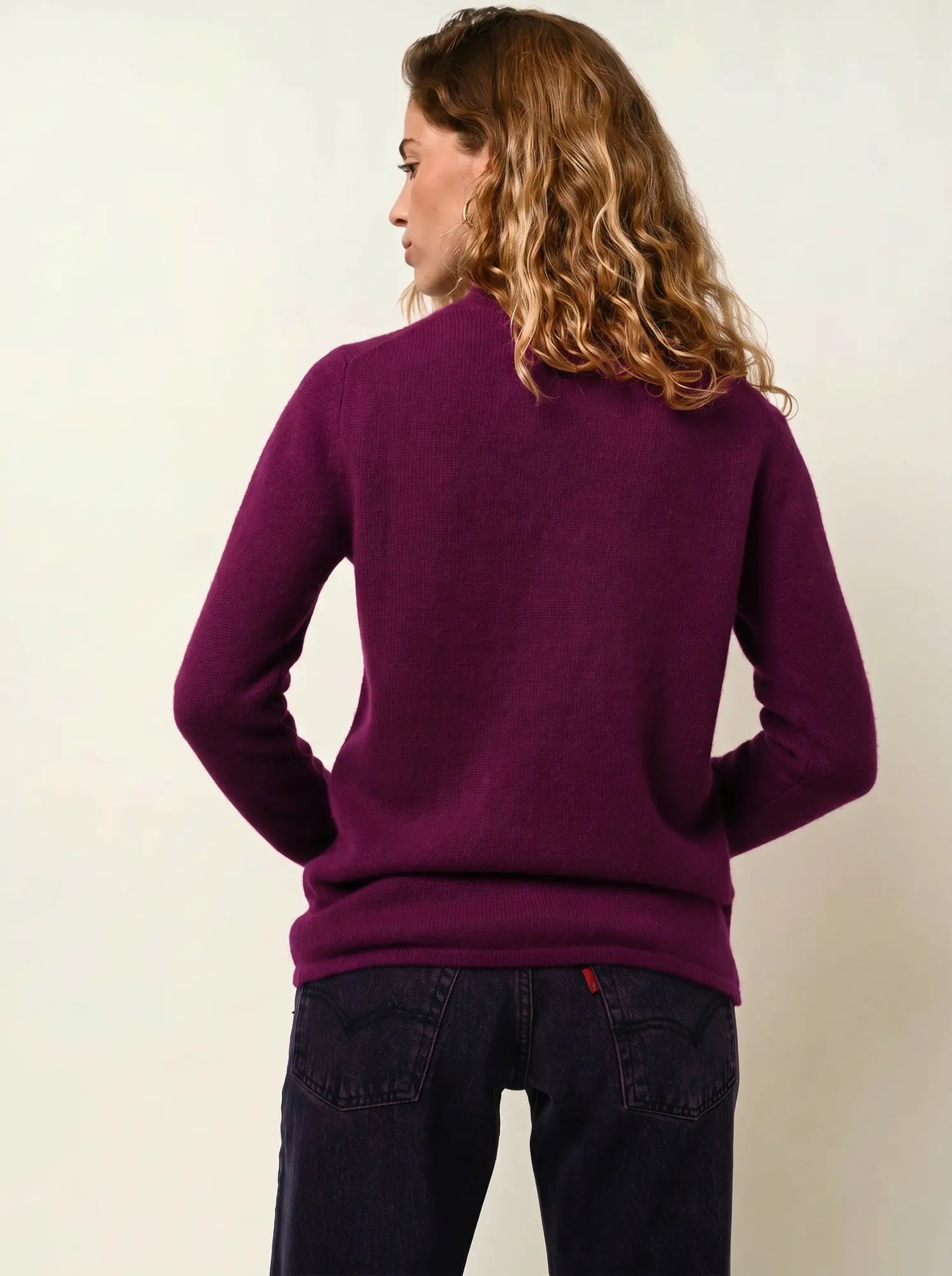 TED pull col roulé 4 fils prune