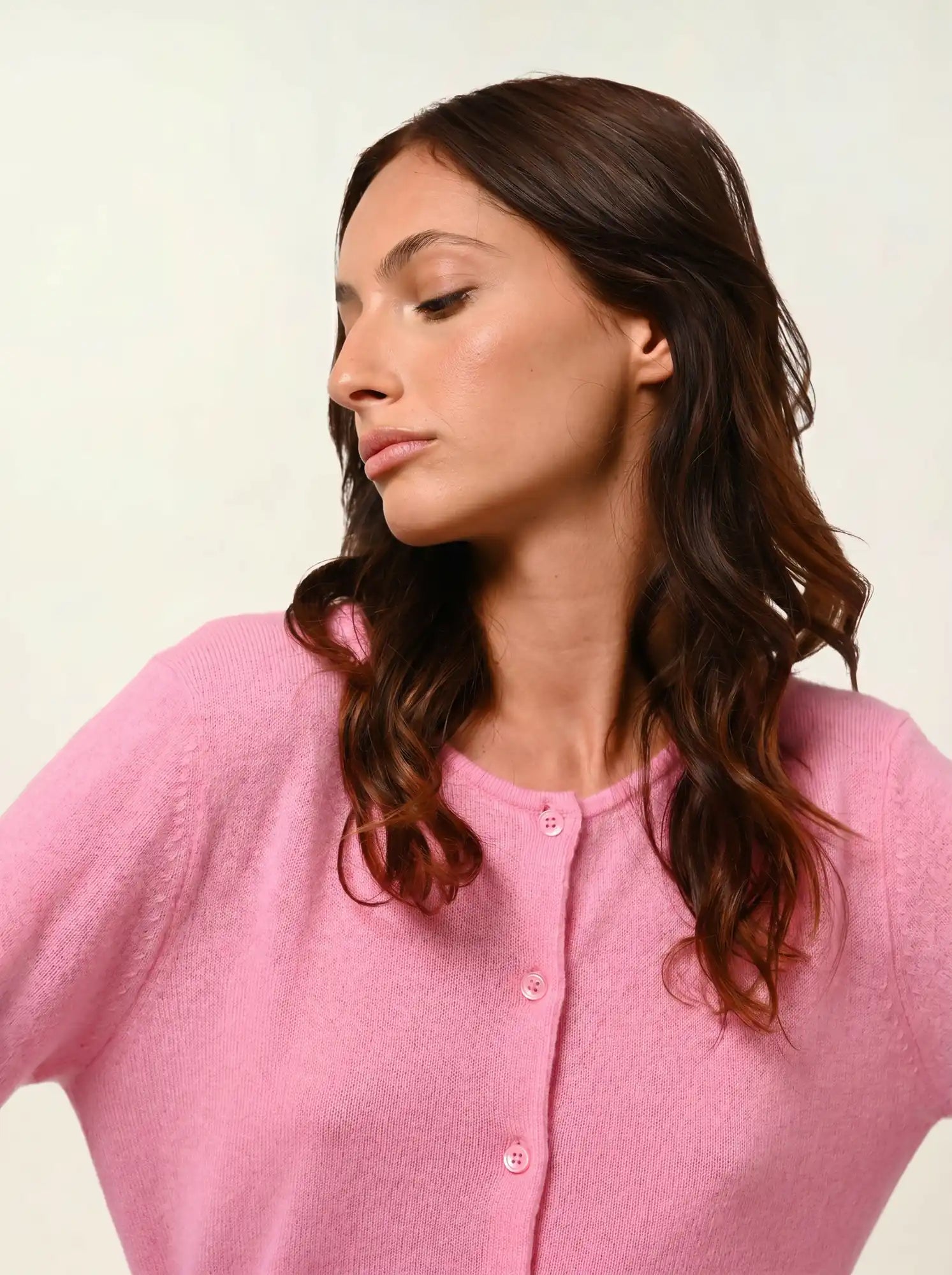 CARON cardigan col rond malabar