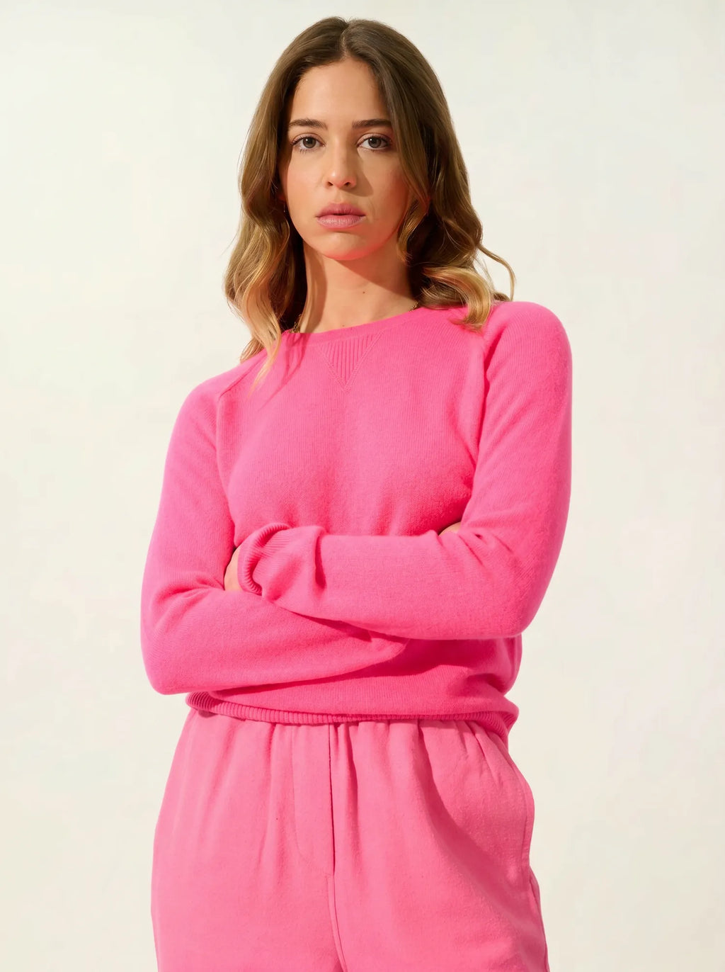 ETRET Pullover Rundhalsausschnitt Neonrosa