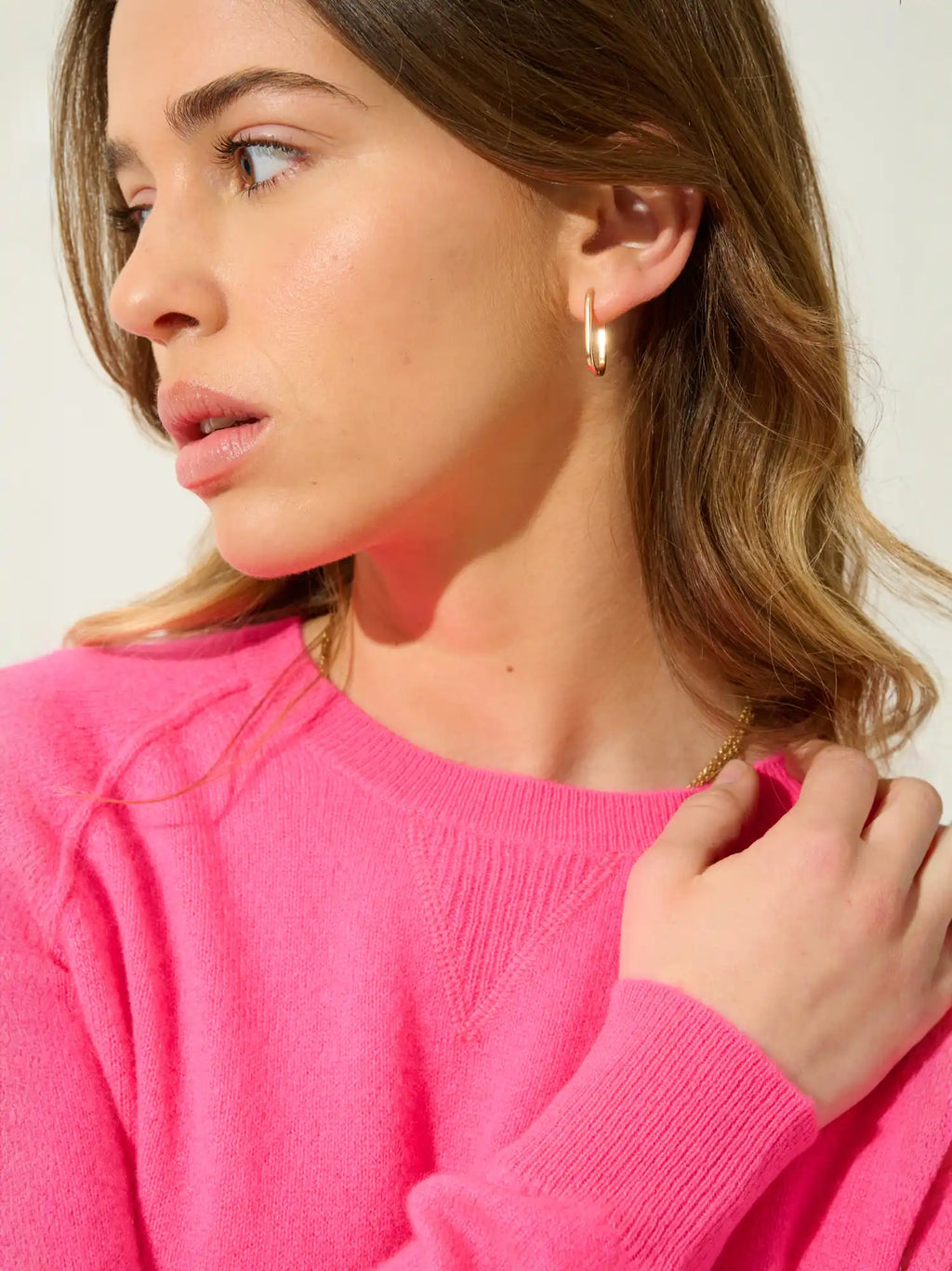ETRET Pullover Rundhalsausschnitt Neonrosa