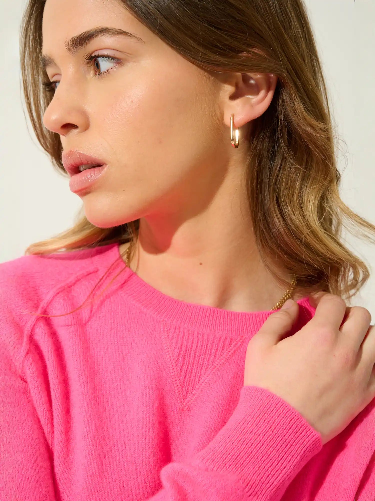 ETRET Pullover Rundhalsausschnitt Neonrosa