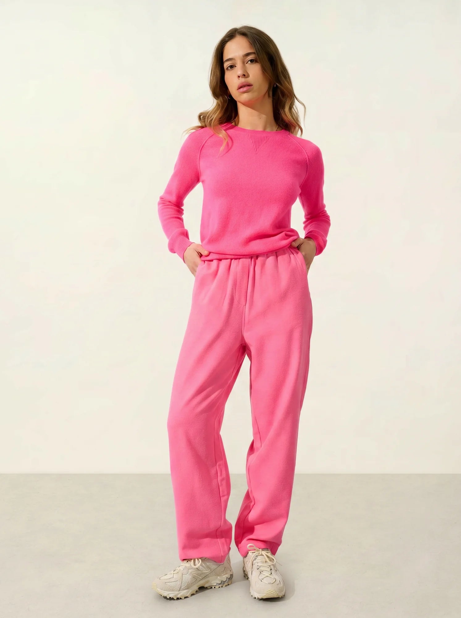 ETRET Pullover Rundhalsausschnitt Neonrosa