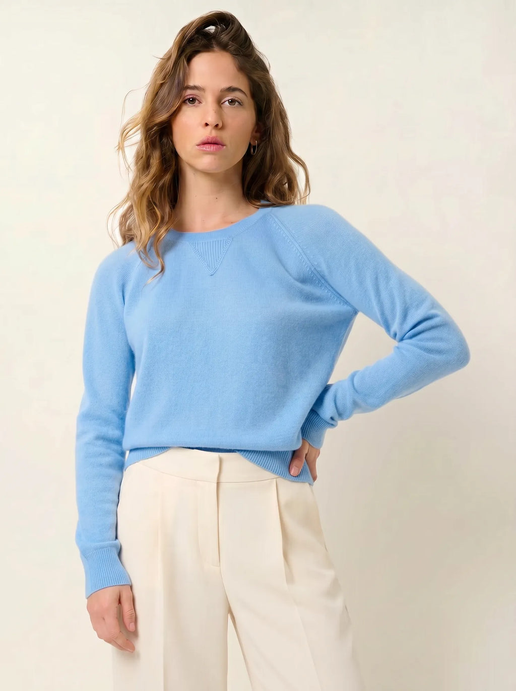ETRET pull col rond bleu bébé