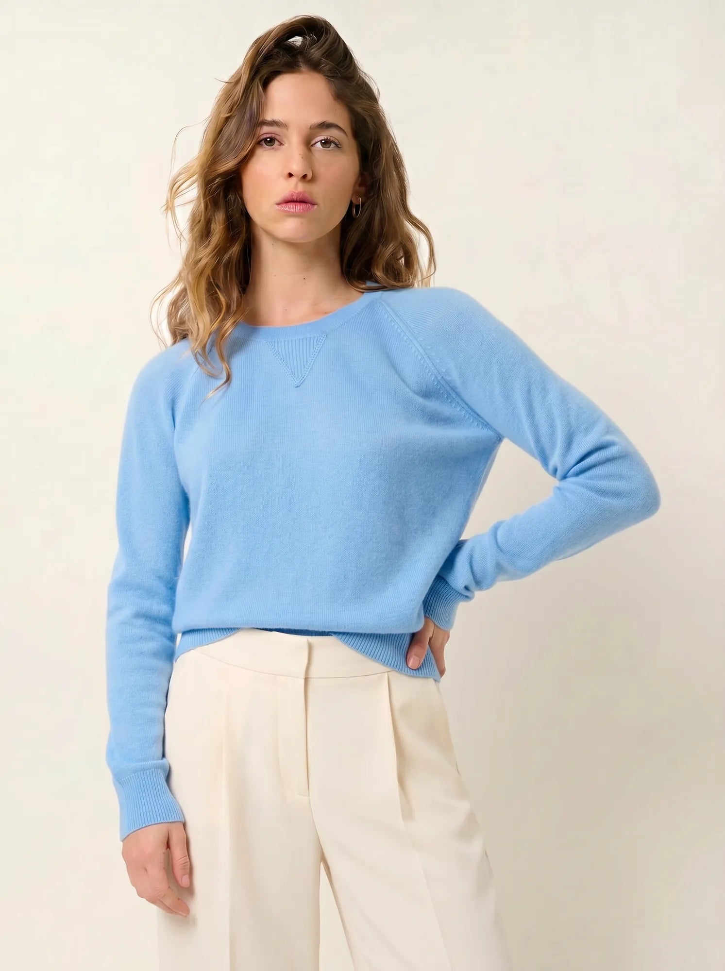 ETRET pull col rond bleu bébé