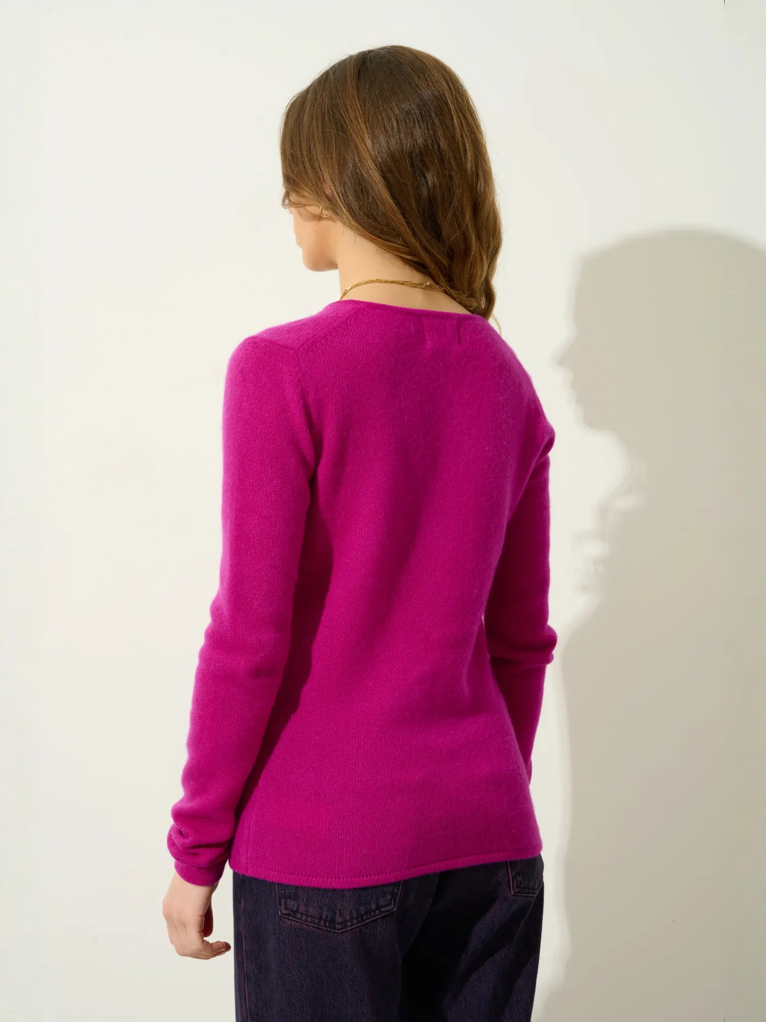 CHELSEA pull col V 4 fils violine